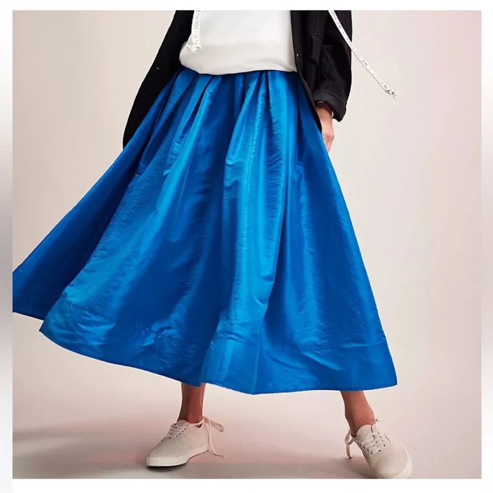 Free People Vibrant Cobalt Blue Midi Skirt - Picture 4 of 6